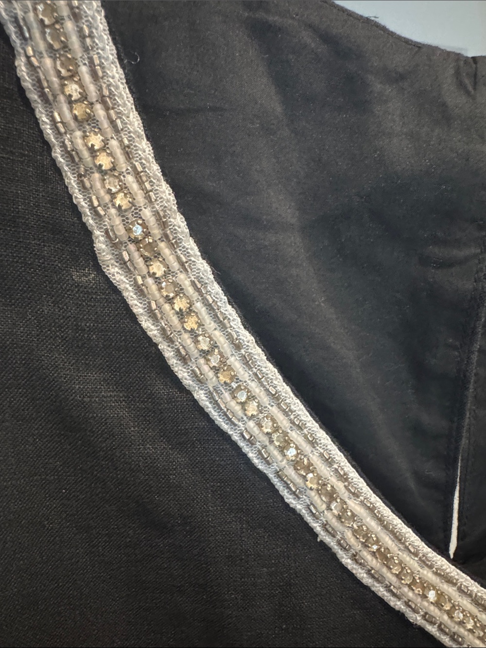 Tommy Bahama - Sleeveless Black V-Neck Shift Dress with Embellished Trim - Picture 3 of 4